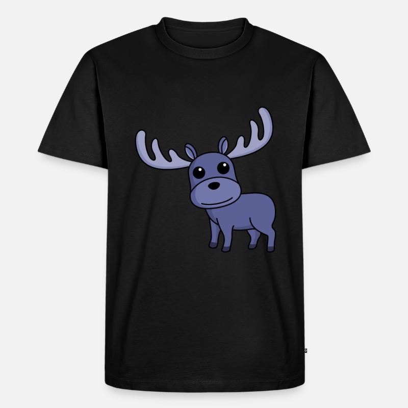 Elch Comic Tier - Männer Premium Bio T-Shirt - Schwarz
