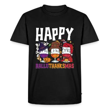 Hallothanksmas Wine Gasses Halloween Noël - T-shirt Premium bio Homme - noir - Devant - Nico (187cm)