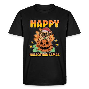 Hallothanksmas Pug Pumkin Halloween Noël - T-shirt Premium bio Homme - noir - Devant - Nico (187cm)