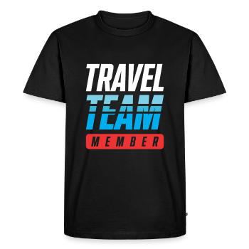 Travel Team - Men's Premium Organic T-Shirt - black - Front - Nico (187cm)