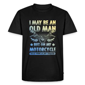 Motorcycle old man - Men's Premium Organic T-Shirt - black - Front - Nico (187cm)