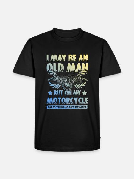 Motorcycle old man - Men's Premium Organic T-Shirt - black