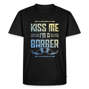 Embrasse-moi Barbier - T-shirt Premium bio Homme - noir - Devant - Nico (187cm)