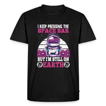 Je continue d’appuyer sur la barre d’espace, mais je suis toujours sur - T-shirt Premium bio Homme - noir - Devant - Nico (187cm)