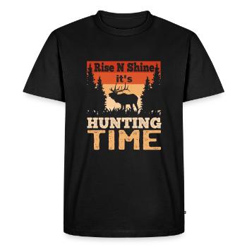 Rise N Shine It's Hunting Time Hunter Dad - Men's Premium Organic T-Shirt - black - Front - Nico (187cm)