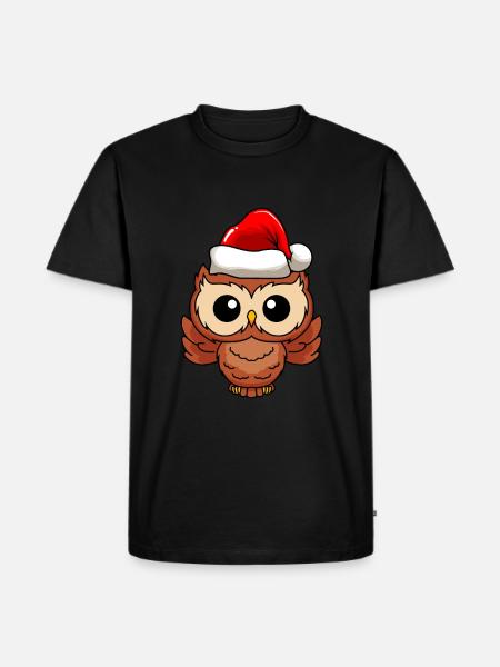 Eule Comic Weihnachten - Männer Premium Bio T-Shirt - Schwarz