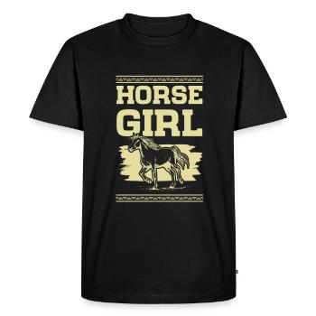 Fille à cheval - T-shirt Premium bio Homme - noir - Devant - Nico (187cm)