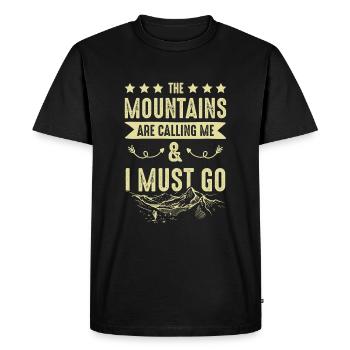 Mountains are Calling - Men's Premium Organic T-Shirt - black - Front - Nico (187cm)