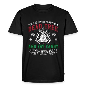 Il est temps de s’asseoir devant un arbre mort et de manger des bonbons - T-shirt Premium bio Homme - noir - Devant - Nico (187cm)