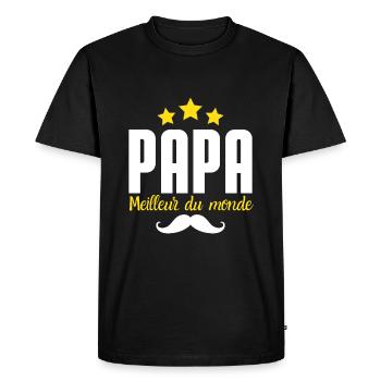 Idée cadeau papa meilleur du monde - T-shirt Premium bio Homme - noir - Devant - Nico (187cm)