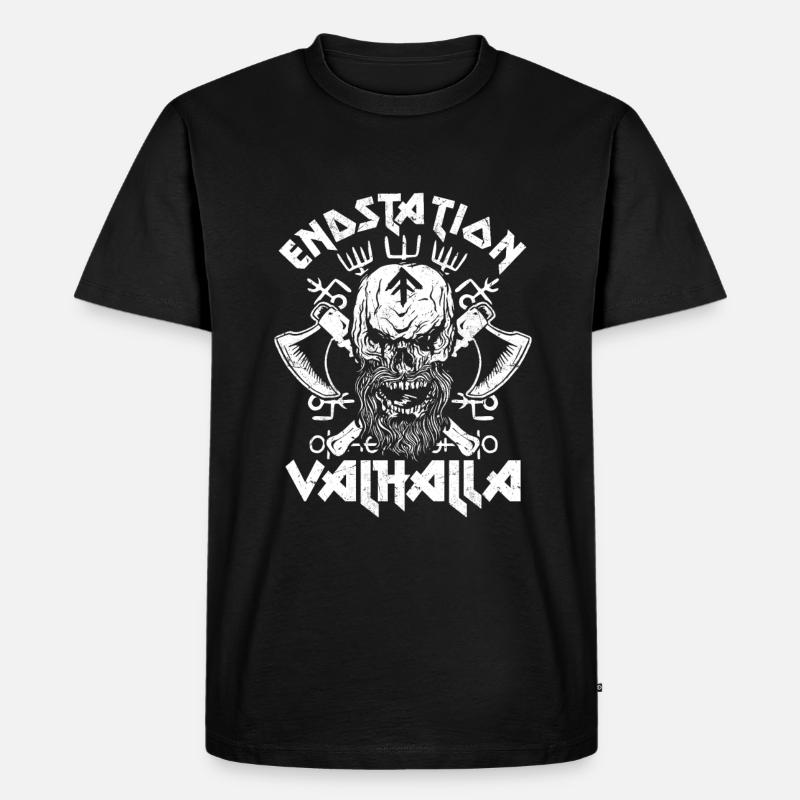 Endstation Valhalla Wikinger Krieger - Männer Premium Bio T-Shirt - Schwarz
