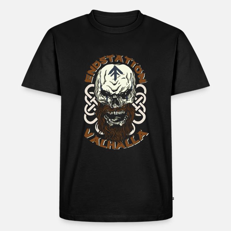Endstation Valhalla Wikinger Krieger - Männer Premium Bio T-Shirt - Schwarz