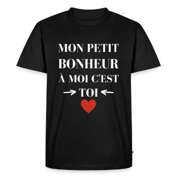 mon petit bonheur à moi cadeau saint valentin - T-shirt Premium bio Homme - noir - Devant - Nico (187cm)
