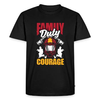 Family Duty Courage Firefighters Father's Day - Men's Premium Organic T-Shirt - black - Front - Nico (187cm)