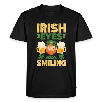 Les yeux irlandais sourient Saint-Patrick Jour trèfle - T-shirt Premium bio Homme - noir - Devant - Nico (187cm)
