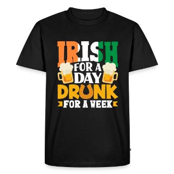 Irlandais pour un jour ivre pour une semaine Fête de la Saint-Patrick - T-shirt Premium bio Homme - noir - Devant - Nico (187cm)