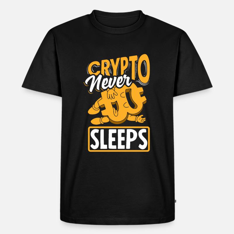 Crypto Never Sleeps Cryptocurrency BTC - Männer Premium Bio T-Shirt - Schwarz