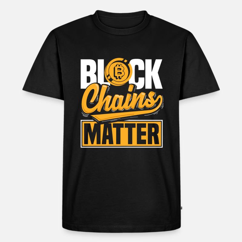 Block Chains Matter Cryptocurrency BTC - Männer Premium Bio T-Shirt - Schwarz