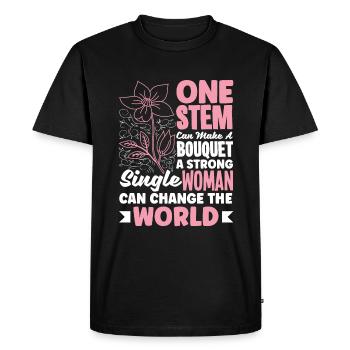 Une femme célibataire forte peut changer le monde des fleurs - T-shirt Premium bio Homme - noir - Devant - Nico (187cm)