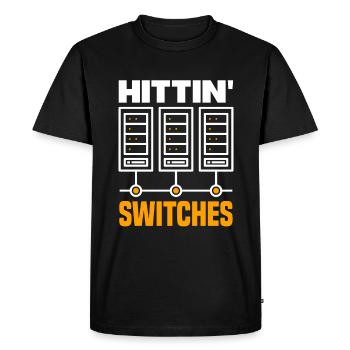 Hittin' Switches Network Admin - Men's Premium Organic T-Shirt - black - Front - Nico (187cm)