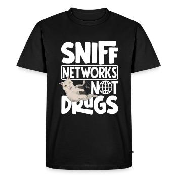 Sniff Networks Not Drugs Network Admin - Men's Premium Organic T-Shirt - black - Front - Nico (187cm)