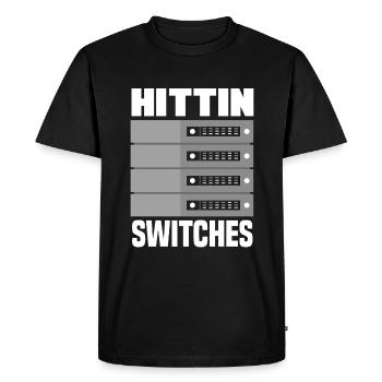 Hittin' Switches Network Admin - Men's Premium Organic T-Shirt - black - Front - Nico (187cm)