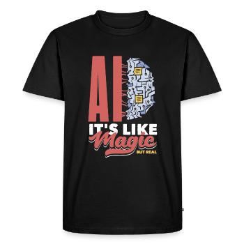 Ai It's Like Magic But Real Computer Science - Men's Premium Organic T-Shirt - black - Front - Nico (187cm)