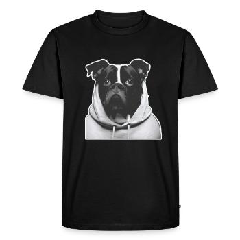 Chien avec sweat à capuche - T-shirt Premium bio Homme - noir - Devant - Nico (187cm)