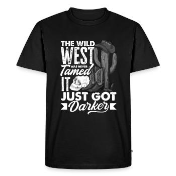 The Wild West was never tamed, it just got darker - Men's Premium Organic T-Shirt - black - Front - Nico (187cm)