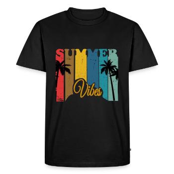 Summer Palme good vibes Retro - T-shirt Premium bio Homme - noir - Devant - Nico (187cm)
