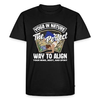 Yoga in nature, the perfect way to align your mind - Men's Premium Organic T-Shirt - black - Front - Nico (187cm)