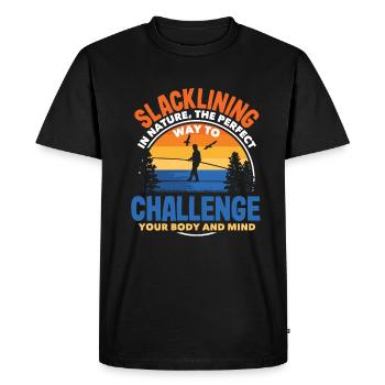 Slackline dans la nature le parfait pour votre corps - T-shirt Premium bio Homme - noir - Devant - Nico (187cm)