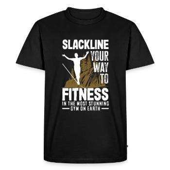 Slackline votre chemin vers la forme physique, dans le plus - T-shirt Premium bio Homme - noir - Devant - Nico (187cm)