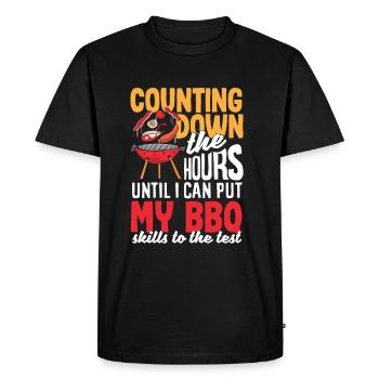 Je peux mettre mes compétences en BBQ à l’épreuve - T-shirt Premium bio Homme - noir - Devant - Nico (187cm)