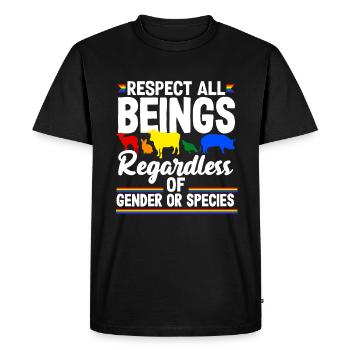 Respect all beings, regardless of gender or - Men's Premium Organic T-Shirt - black - Front - Nico (187cm)