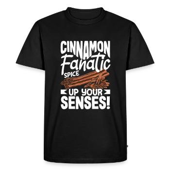 Cinnamon Fanatic Spice Up Your Senses Aromatic - Men's Premium Organic T-Shirt - black - Front - Nico (187cm)
