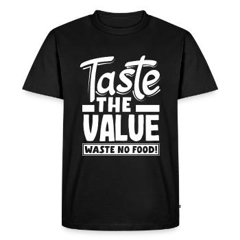 Taste the Value, Waste No Food! Mindful - Men's Premium Organic T-Shirt - black - Front - Nico (187cm)