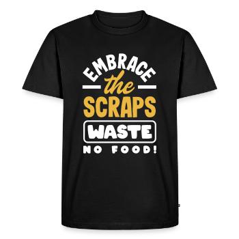 Embrace the Scraps, Waste No Food! Mindful - Men's Premium Organic T-Shirt - black - Front - Nico (187cm)