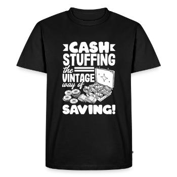 Cash Stuffing: The Vintage Way of Saving - Men's Premium Organic T-Shirt - black - Front - Nico (187cm)