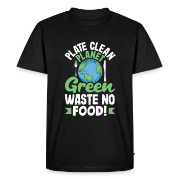 Assiette propre, Planet Green Waste No Food! Conscient - T-shirt Premium bio Homme - noir - Devant - Nico (187cm)