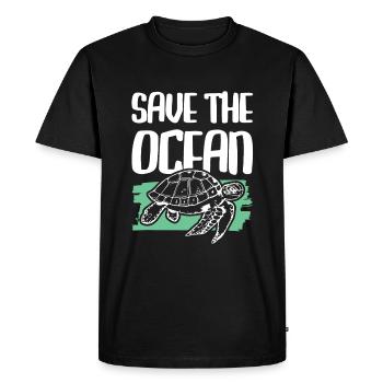 Save the Ocean Turtle - Men's Premium Organic T-Shirt - black - Front - Nico (187cm)