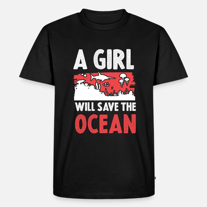 save the ocean mädchen - Männer Premium Bio T-Shirt - Schwarz