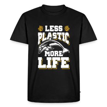 Le plastique sauve l’océan - T-shirt Premium bio Homme - noir - Devant - Nico (187cm)