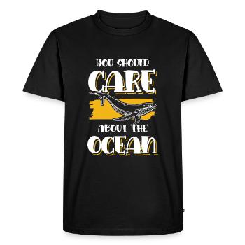 Sauver l’océan Dicton - T-shirt Premium bio Homme - noir - Devant - Nico (187cm)