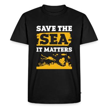 Sauver l’océan Dicton - T-shirt Premium bio Homme - noir - Devant - Nico (187cm)