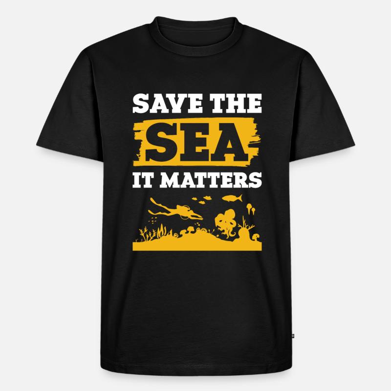 save the ocean spruch - Männer Premium Bio T-Shirt - Schwarz