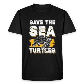 Save the Ocean Turtle - Men's Premium Organic T-Shirt - black - Front - Nico (187cm)