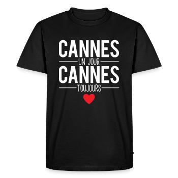 Cannes un jour cannes toujours cadeau cannois - T-shirt Premium bio Homme - noir - Devant - Nico (187cm)