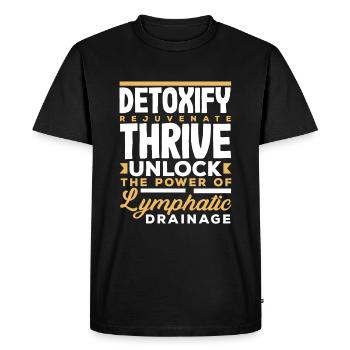 Detoxif. Rejuvenate. Thrive. Lymphatic Drainage - Men's Premium Organic T-Shirt - black - Front - Nico (187cm)
