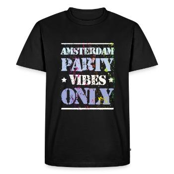 Ambiance de fête à Amsterdam - T-shirt Premium bio Homme - noir - Devant - Nico (187cm)